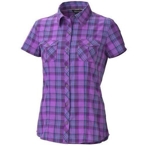 ✨Marmot Girl’s Audrey Purple Plaid Sz Medium Top✨ - Picture 2 of 8